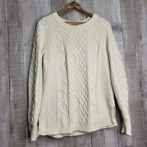 J.Crew Cable Knit Sweater. Ladies Size Meduim. Cream/Ivory Cotton